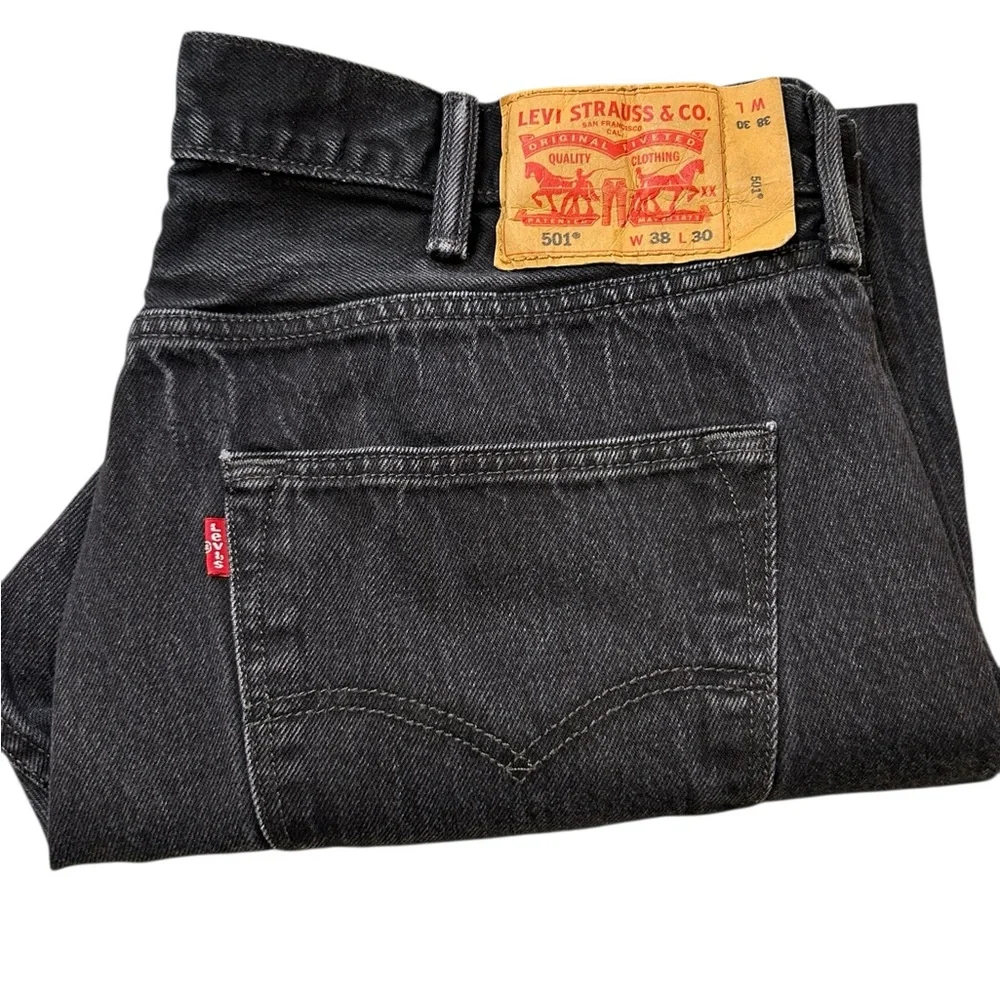 Levi's Vintage 501‎ Men's Black Straight Leg Button Fly Y2K Jeans 38/30